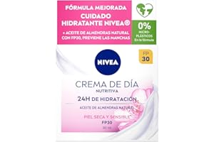 NIVEA Crema de Día Nutritiva - Crema Facial Hidratante - Hidratanta y Previene las Manchas - Protección Solar PF30 - Aceite de Almendra y Extracto de Magnolia Natural - Piel Seca y Sensible - 50 ml