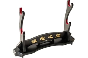 FOXSMZZ Sword Holder Samurai Sword Stand Display Katana Wakizashi Tanto Velvet Padded Wall Hanger Sword Rack (2-Tier)