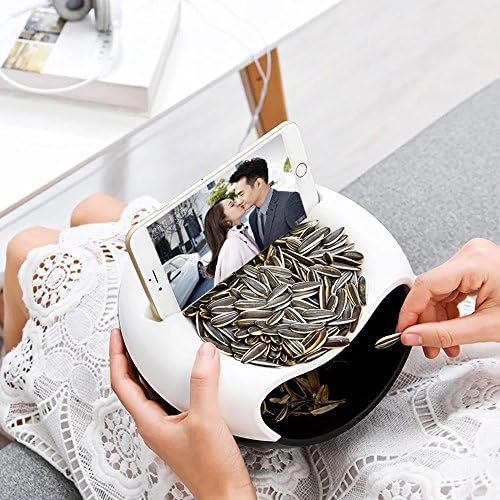 Snacks Bowl Fruit Plate Fruit Bowl Storage Box, Double Dish Nut Bowl for Snack Bowl Serving Dish with Mobile Phone Holder