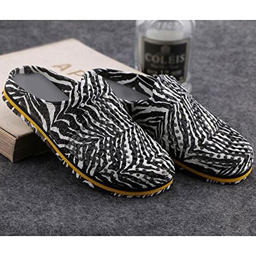 Eastlion Mode Paar Zebra Muster Loch Schuhe Strand Urlaub Hausschuhe Atmungsaktiv Anti-Rutsch Garten Schuhe Schwarz