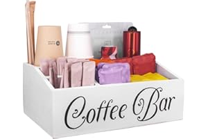 Guolich Coffee Cup and Condiment Station,Coffee and Tea Condiment Storage Organizer,Coffee Bar Accessories,Countertop Organizer,Tea and Coffee pod Organizer (White)