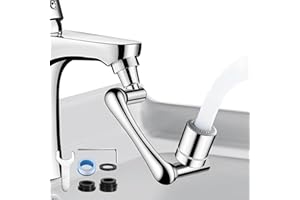 JARADE Embout de robinet rotatif à 1440° en laiton, régulateur de jet, 2 modes d'aérateurs pour cuisine et salle de bain, robinet d'extension multifonction (tous cuivre - argent)