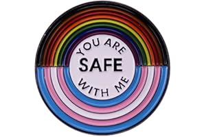 QUREZA You Are Safe With Me LGBTQ Flag Enamel Pin Rainbow Pride Lapel Pin Badge Transgender Flag Brooch Pin Color Homosexuality Support Badge Pin Accessories Gift