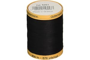 GÜTERMANN Gutermann 800C-5201 Fil de Coton Naturel Solide Noir 800 m