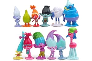 Miotlsy Trolls Doll Cake Topper Mini Figurine Mini Giocattoli per Bambini e Baby Shower Forniture per la Decorazione della Torta della Festa di Compleanno 12 Pezzi