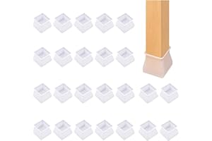 MWJC 24 PCS Pied de Chaise Silicone Embout de Chaise Protection Pied Cache Pied de Table carré Prévenir Les Rayures Le Bruit et Les dommages durables et Doux Carré Protege Pied de Chaise