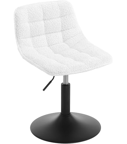 Bürohocker mit Rollen, Schminktisch Stuhl höhenverstellbar, Rollrocker mit niedriger Rückenlehne, Arbeitshocker, Sitzhöhe 43,5-55 cm, Samt