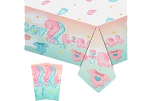 Falafoty Tovaglie Gender Reveal, 2PCS Rosa Blu Tovaglia Usa e Getta Impermeabile, Boy Or Girl Tovaglia Rettangolare Decorazione di Feste per Bambini Feste di Compleanno Baby Shower 137×274cm (B)