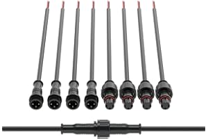 BTF-LIGHTING 3 Pin Waterproof Electrical Connector 22AWG IP65 Male Female Connector 7.87in/20cm Extension Cable for Truck Boat Indoor/Outdoor LED Strip Lights/String 15mm Nut Small Size 5 Pairs