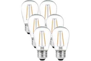 LEDGLE 2W ST64 E27 Screw Classic LED Filament Bulb Warm White 2700K LED Vintage Edison Bulb Retro Antique Style Lamp 25W Incandescent Replacement, 6 Pack