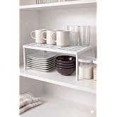 2 Adet Set Dolap İ&ccedil;i D&uuml;zenleyici Raf Organizer 31x20x15 cm | Kaymaz Ayaklı, Havalandırma Delikli, Kolay Monte Edilebilir, Mut