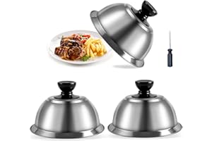 TECKZOON Campanas para Hamburguesas de Acero Inoxidable, Juego de 3 Cúpula para Derretir Queso con Mango Resistente a Escaldaderas para Barbacoa, Bistec, Hamburguesas