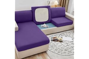 Rosnek Sofa Cushion Covers, High Stretch Sofa Seat Slipcovers, Couch Cushion Cover Universal for 2 Seater Sofa Furniture Protector Non-Slip with Elastic Bottom, Purple