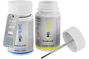 Peinture Voiture kit de stylo retouche pour BMW A08 Silbergrau Metallic/Silver Grey Metallic de base de vernis de 50ml par flacon