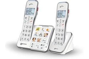 Geemarc Amplidect 595 Photo Twin - Loud Cordless Home Phones with Photo Memories, SOS Function and Large Buttons for Seniors