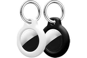 ‎SPGUARD SPGUARD Air Tag Hülle Kompatibel mit Apple Airtags Anhänger Schlüsselanhänger Hartplastik PC Airtag Anhänger Stark und Robust Airtags Zubehör 2 Stück (Schwarz/Weiß)