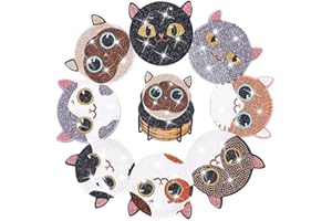 SOMHORN 8 PCS Diamond Painting Untersetzer Set mit Halter,Diamond Art Untersetzer, DIY Diamond Kunsthandwerksprojekte, Diamond Kits für Erwachsene und Anfänger Tischdekoration Geschenk