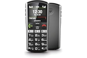 Emporia SIMPLICITY Handy, 2 Zoll Farbdisplay, große Tasten, SOS-Taste, Ladestation, M4/T4, kompatibel mit Hörgeräten, Bluetooth, Black (Italien)