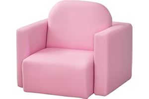 HOMCOM Kids Armchair Toddler Sofa Children's Chair, 2 in 1 Kids Table Chair Set with Wooden Frame, for 3 Years Old Boys Pink