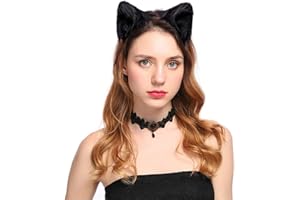 Dodheah Orecchie Gatto Cerchietti per Capelli Mollette per Capelli con Orecchie da Volpe/Gatto Gatto Accessori per Festa Costume Carnevale Halloween Natale Donna Ragazza