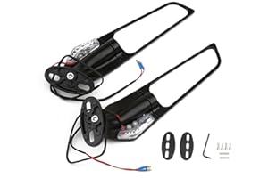 LETGOING Motorcycle mirrors with indicators For Ninja ZX6R ZX10R 250 300 400 YZF R1 R3 R125 R15 R25 replacement wind wing side mirrors Stealth Rotatable 360 Adjustable Motorbike mirror (big size with LED)