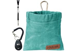 DUUCLUME Dog Training Kit,Puppy Dog Treat Pouch Bag with Dog Clicker and Silent Whistle with Lanyard,Hands-Free Training Dog Treat Pouch,Includes Carabiner,for Pet Puppy Travel or Outdoor Use (Peacock Blue)