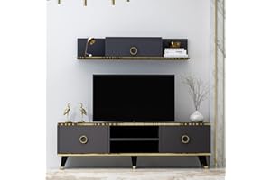 Homidea Sophia - Set TV da soggiorno, mobile con 2 ante e mensola da parete dal design lucido (antracite)