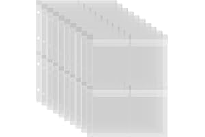 OTCRAFT 10 Pack A4 Size Plastic Binder Pockets,4 Holes Waterproof PVC Folders Loose Leaf Bag forBudgeting Loose Leaf Bags Planner Insert Pouches Photo,Document, Stamp & Die Storage Bills Organizer(4 Grid)