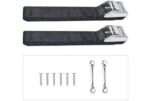 ‎GOODTIMES Batteriebox Haltegurt Spanngurt für Gas Kraftstoff Heavy Duty Batteriebox Replament Tie Down Strap Kit Anti-UV Gurt mit Edelstahl Nockenschnalle, Edelstahl Deck Loop Mounts, SS Schrauben