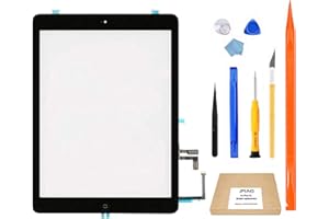 JPUNG Pantalla táctil de repuesto para iPad Air digitalizador de 1ª generación, solo para A1474 A1475 A1476, con botón de inicio, kit de reparación completo, soporte para cámara