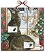 Produktbild Adventskalender Ivory Cats 1 – mit 24 Stickern – mit Glitzer – mit rotem Stoffband – Format 30 x 30 cm