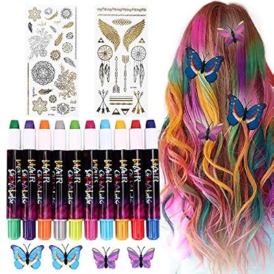 Fostoy Craie de Cheveux,10 Craies de Cheveux Temporaires,Non-Toxique Lavable Stylos des Cheveux Pastel Chalk Kit,Adultes Enfants Cadeaux pour Fille et Femme pour Fête, Anniversaire, Cosplay