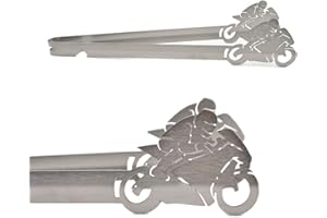 CAROLISA Grillzange Motiv Motorrad Rennmaschine, spülmaschinengeeignet, Geschenkidee, Männergeschenk, Geschenk für Motorradfahrer