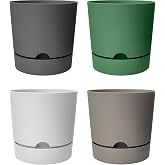 4 Adet Begonya Saksı Tabaklı Drenajlı Mat Plastik &Ccedil;i&ccedil;ek Saksısı (Karışık, 9 Litre)