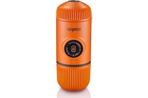 WACACO Nanopresso przenośny ekspres do espresso, ulepszona wersja minipresso, ciśnienie 18 barów, mały podróżny ekspres do kawy, obsługiwany ręcznie, kompatybilny z mieloną kawą, Pomarańczowy