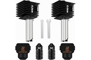 HIKUDIY 2pcs 0.2 mm + 0.4 mm Hotend Kit for Bambu Lab A1/A1 Mini, 3D Printer Parts Replacement Print Head for Bambu Lab A1/A1 Mini 3D Printer