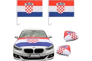 Sonia Originelli Fanset Fanartikel für das Auto Motorhaubenfahne Fensterfahnen Spiegelüberzieher Magentflaggen Farbe: Kroatien XL