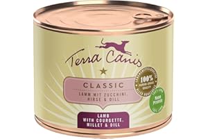 Terra Canis Agneau, courgette, Millet & aneth - Nourriture Humide Classique, 200g I Aliment pour Chiens 1re qualité 100% aux Standards de l’Alimentation Humaine I Riche & sain I sans céréales