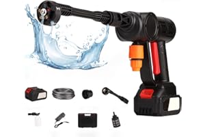 TICONN Kabelloser Hochdruckreiniger, 6-in-1-Multifunktionsdüse, 180°-Drehung, mit 1 Akku und Schaumsprüher, tragbarer 24-V-Hochdruckreiniger für Auto, Terrasse, Fenster, Rasen, Pool, (schwarz)