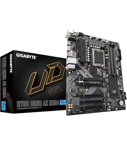 GIGABYTE B760 DS3H AX Carte Mère - Compatible Avec Les Processeurs Intel Core 14e Génération, VRM Numérique 8+2+1 Phases, Jusqu'à 7600MHz DDR5 (OC), 2x PCIe 4.0 M.2, Wi-Fi 6E, LAN