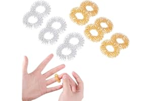 Fanshiontide Lot de 12 anneaux d'acupression, anti-stress, pour soulager le stress et masser, 6 dorés, 6 argentés
