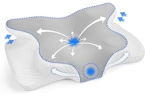 Gaethra Poduszka podpierająca kark z pianki z pamięcią kształtu, ergonomiczna poduszka ortopedyczna z regulacją wysokości, poduszka do spania, dla osób śpiących na boku, plecach i brzuchu, 63 x 42 x 9