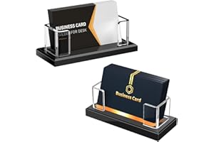 LZYKJGS 2 Pièces Support de Carte de Visite, Organisateur de Cartes de Visite, Acrylique Présentoir de Carte de Visite Organisateur, pour Bureau, Exposition, Maison, Restaurant (Noir)