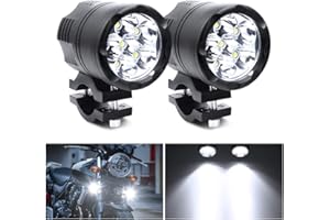 BIQING 2PCS 60W Feux Antibrouillard, 6 LEDs Phare Moto Feux Additionnels Avant Anti Brouillard Projecteur Spot Etanche 6000LM pour 12-24V Véhicules Vélos Voitures Camion