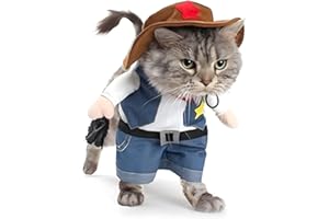 DELIFUR Costumes Noël pour Chien ou Chat Cowboy avec Chapeau