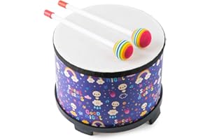 MUSFUNNY Floor Tom Drum 8 inch Drum Percussion Music Instrument Drums with 2 Mallets, Special Christmas Birthday Gift (Rainbow 8 inch)