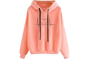 wuitopue Damen Hoodies Langarm Freizeit Sweatshirt Kapuzenpullover Mit Druck Weich Und Bequem Einfarbig Oberteil Herbst Und Winter Warm Pullover Mit Kordelzug Modischer Sweatshirt Reguläre Passform