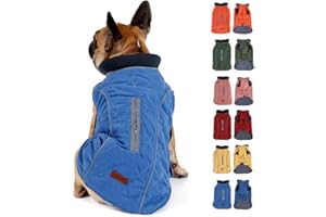 Komate Winter Dog Jacket Coat Warm Vest with Reflective Stripes and Harness Leash Hole Outfit Clothes for Small Medium Large Dogs Pet (XXXL (Chest: 76-90cm), Blue)