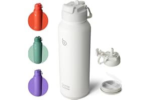 BOTTLEBOTTLE BOTTLE BOTTLE Insulated Water Bottle with Straw 1180ml(40oz) Sports Stainless Steel Water Bottles with Handle Lid Outdoors Drink Flask for Pills (white)