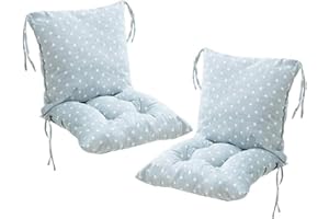 Morkite Lot de 2 coussins de chaise avec dossier - Coussin de dossier avec rubans - Pour chaise de jardin - 40 x 80 cm